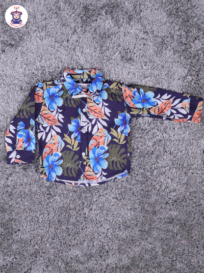 Light Green & Peacock - Printed Full Hand Shirt & Pant
