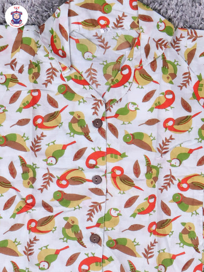 Orange & Green - Parrot Boys Readymade Cotton Shirts & Pant