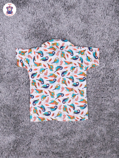 Teal Green & Navy Blue - Parrot Boys Readymade Cotton Shirts & Pant