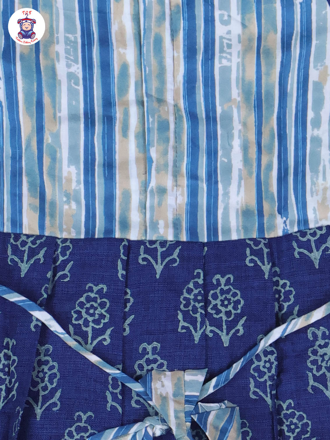 Teal Blue & Dark Blue - Girls Readymade Long Frock