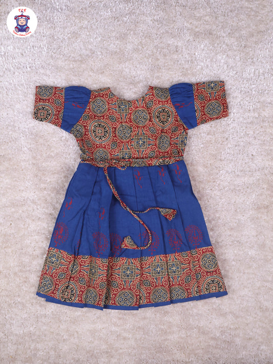 Maroon & Royal Blue - Girls Readymade Long Frock