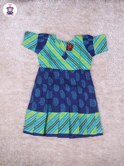 Green & Blue - Girls Readymade Long Frock