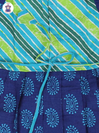 Green & Blue - Girls Readymade Long Frock