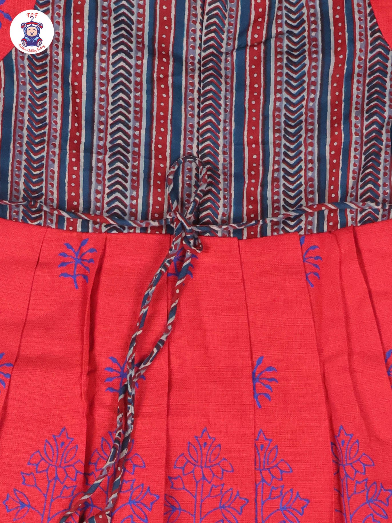 Teal Green & Red - Girls Readymade Long Frock