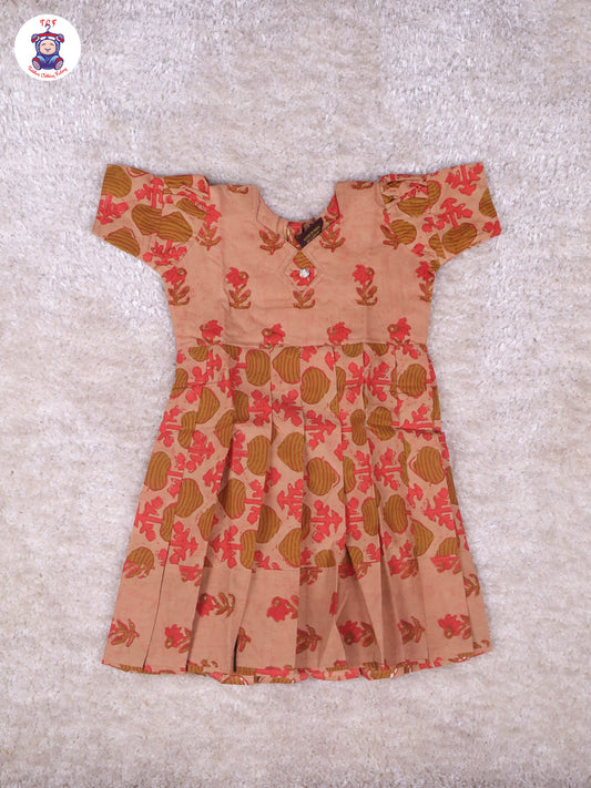 Light Orange - Girls Readymade Long Frock
