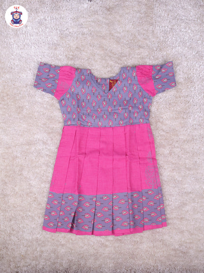 Grey & Pink - Girls Readymade Long Frock