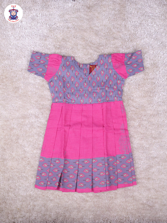 Grey & Pink - Girls Readymade Long Frock