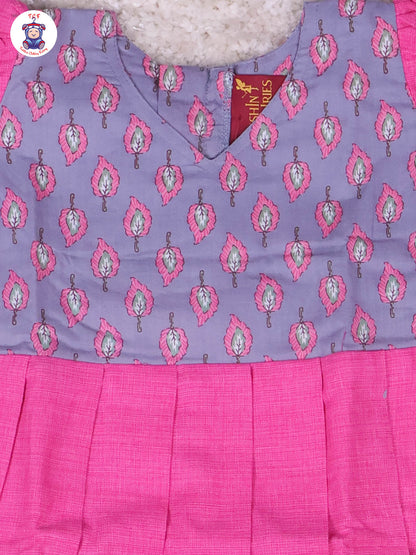 Grey & Pink - Girls Readymade Long Frock