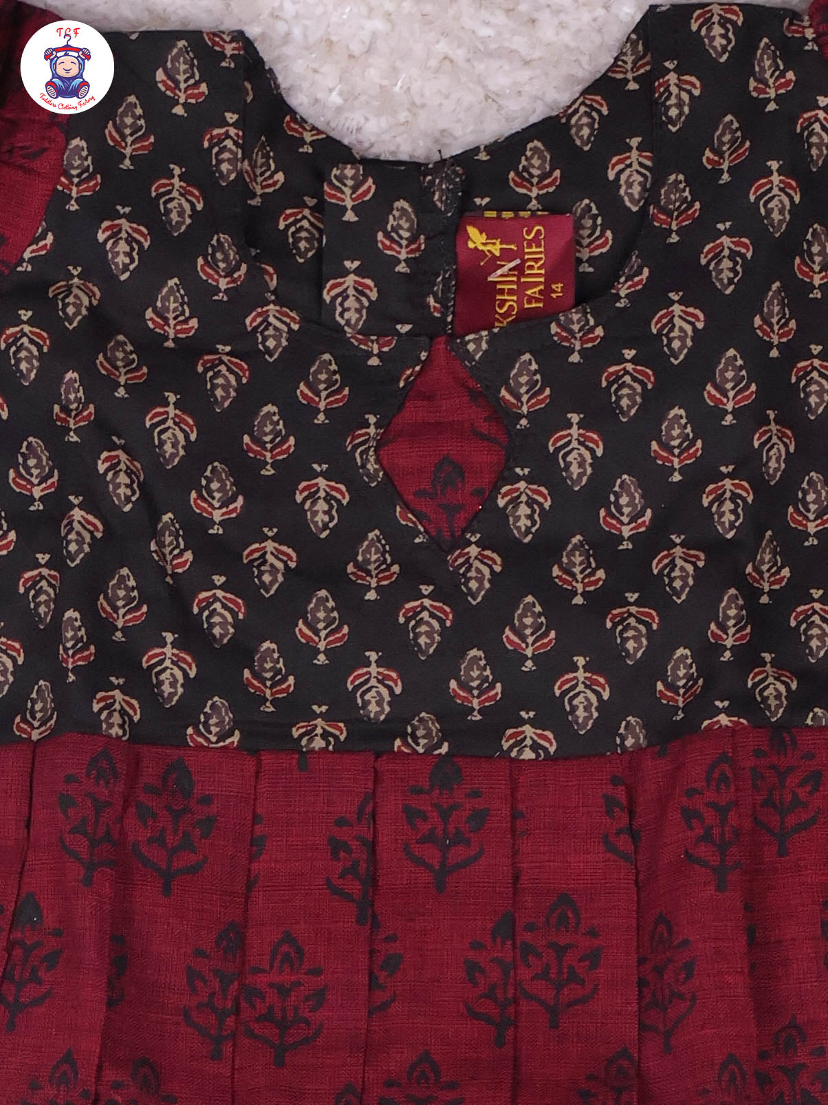 Black & Maroon Floral - Girls Readymade Long Frock