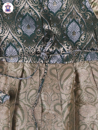 Green & Gold - Girls Readymade Long Frock