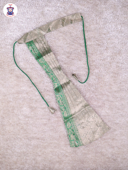 Green & Light Grey - Girls Readymade Pavadai Sattai With Half Saree