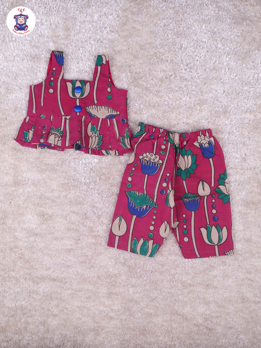 Majentha & Blue - Floral Printed Kalamkari Co-ords Sets