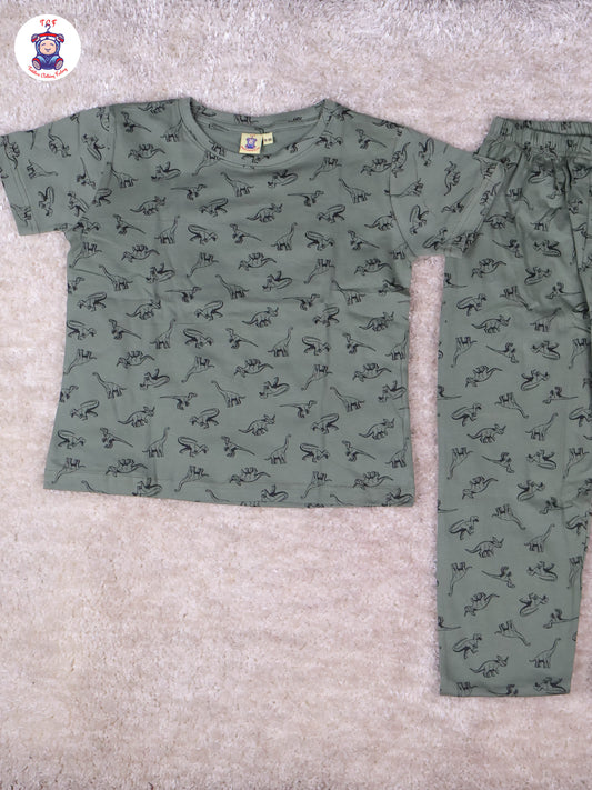 Dark Green - Dinosaur Boys Night Wear
