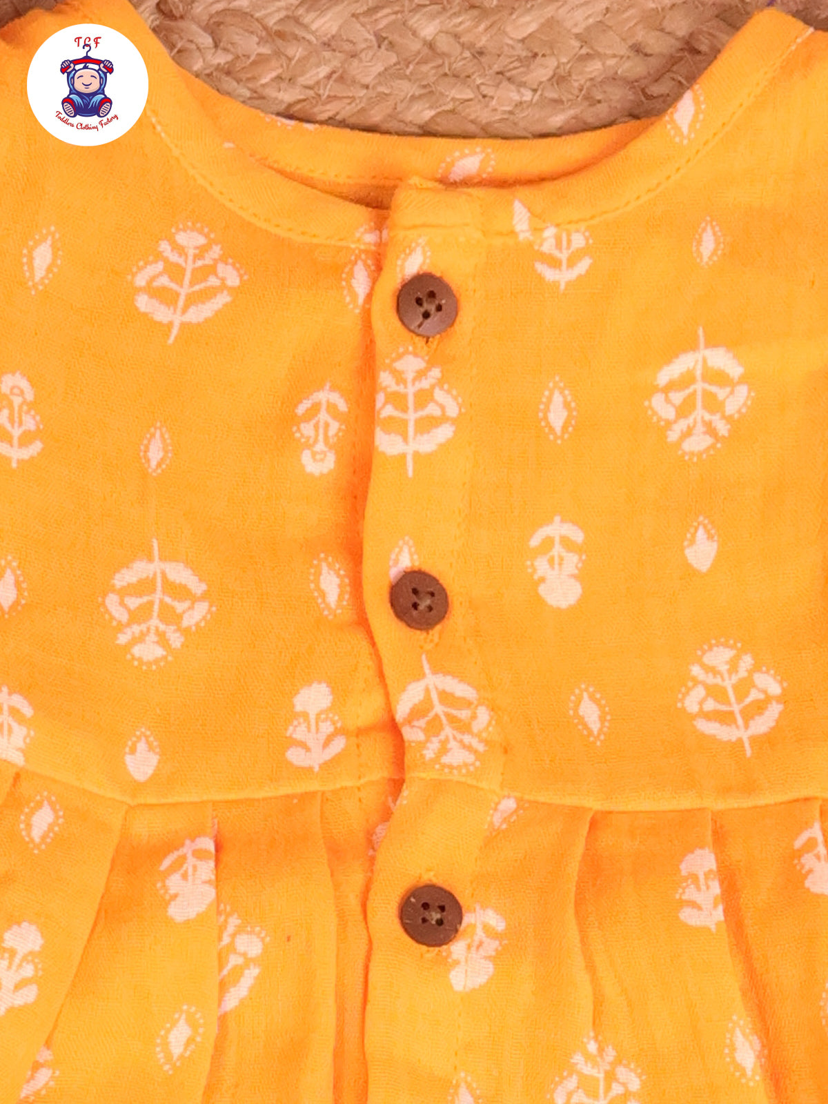 Mango Yellow Floral - Girls Readymade Muslin Frocks