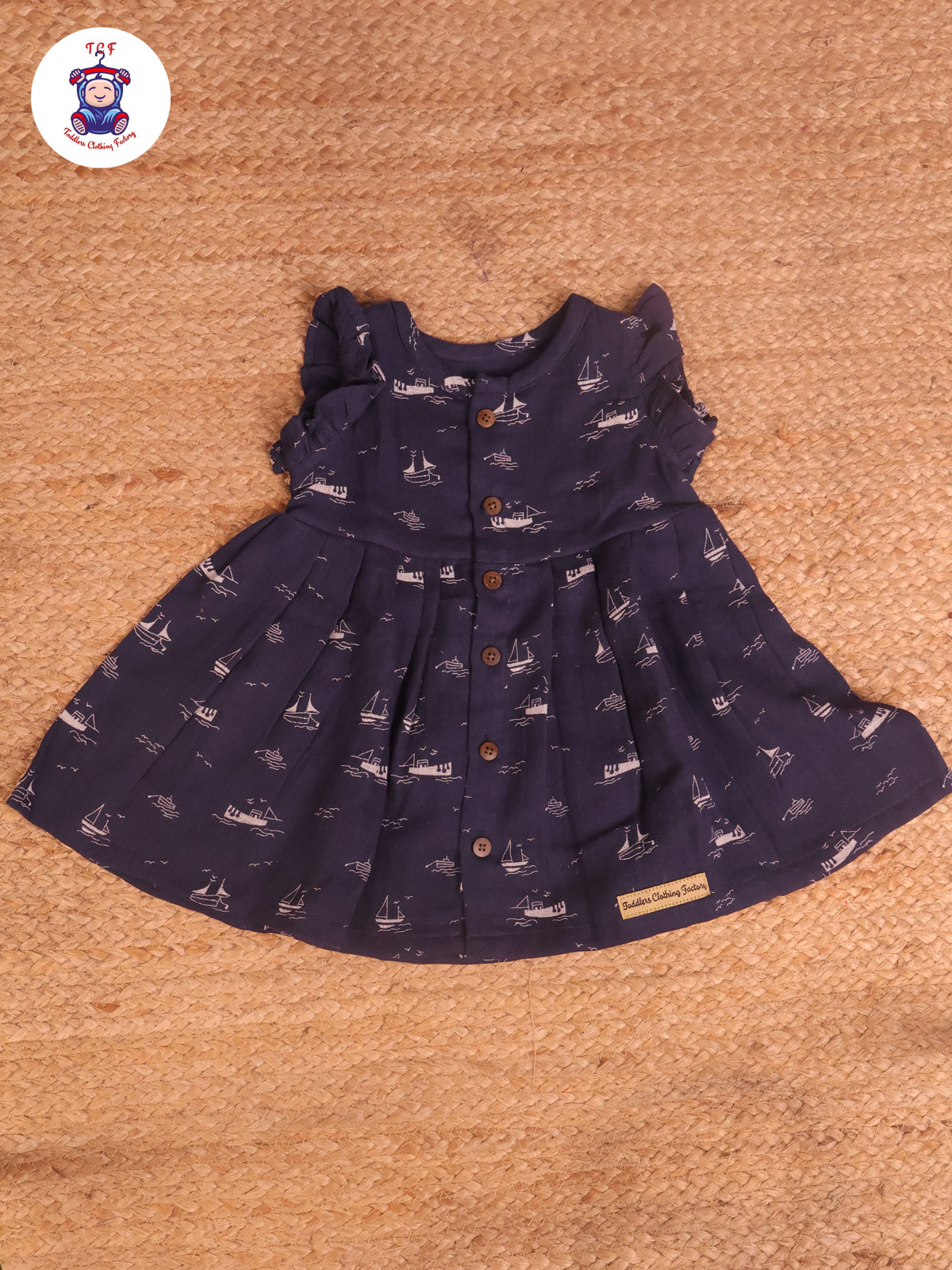 Navy Blue - Girls Readymade Muslin Frocks