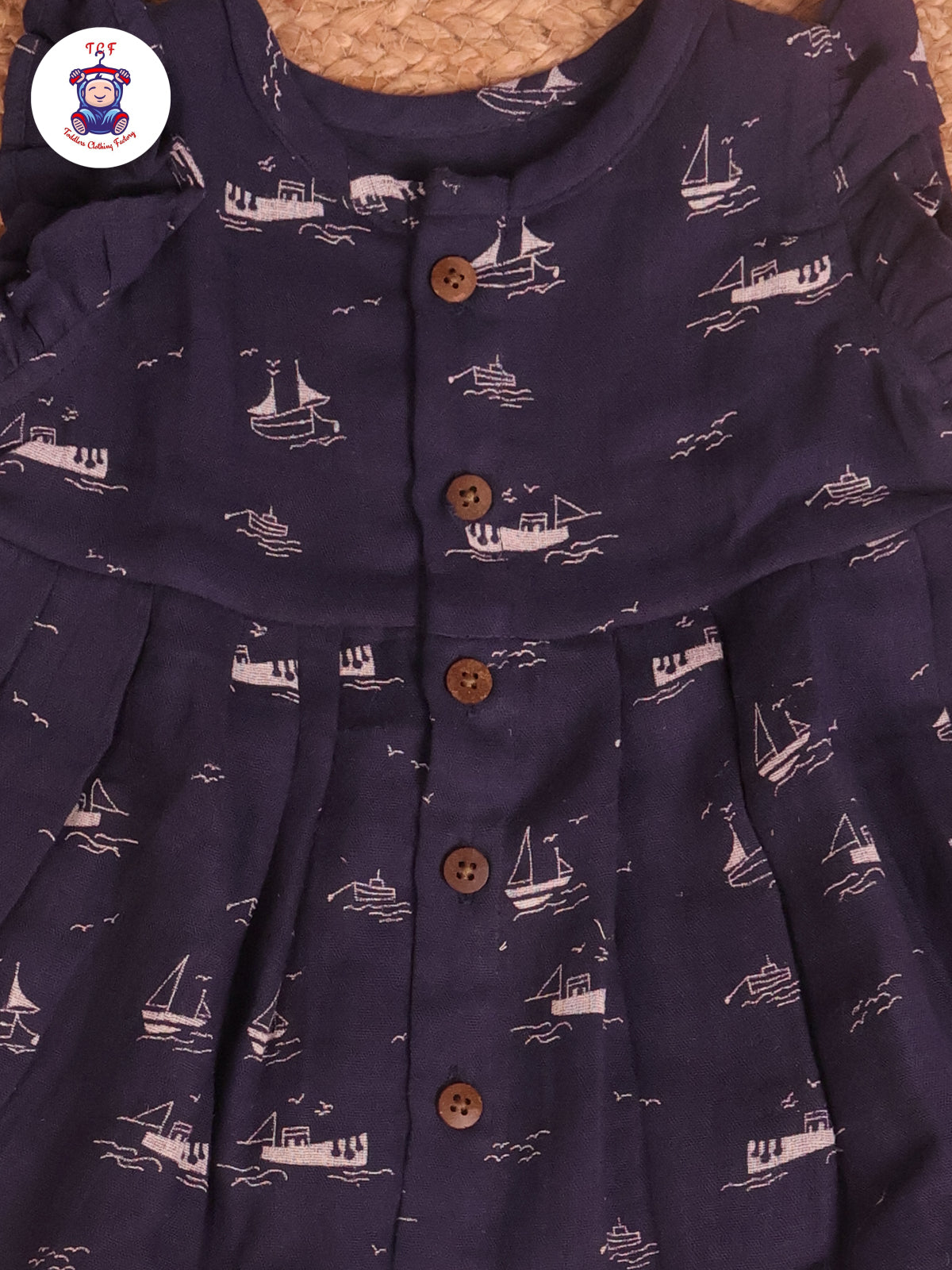Navy Blue - Girls Readymade Muslin Frocks