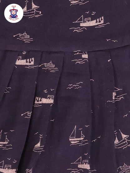 Navy Blue - Girls Readymade Muslin Frocks