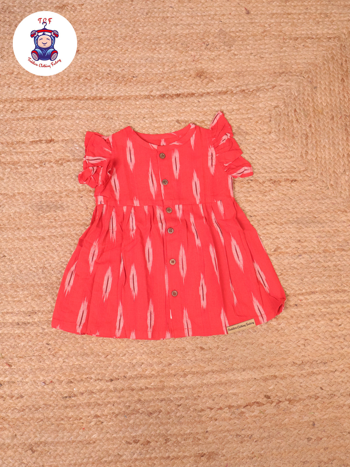 Red - Girls Readymade Ikat Frocks