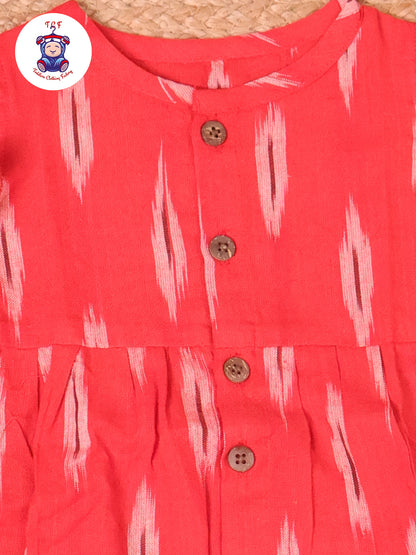Red - Girls Readymade Ikat Frocks