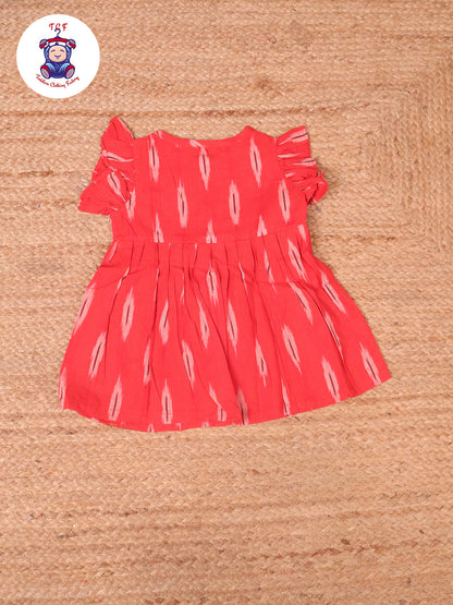 Red - Girls Readymade Ikat Frocks