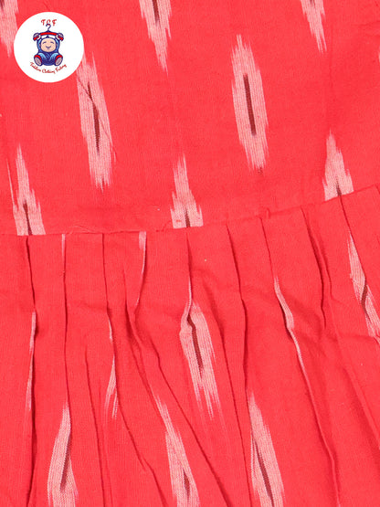 Red - Girls Readymade Ikat Frocks