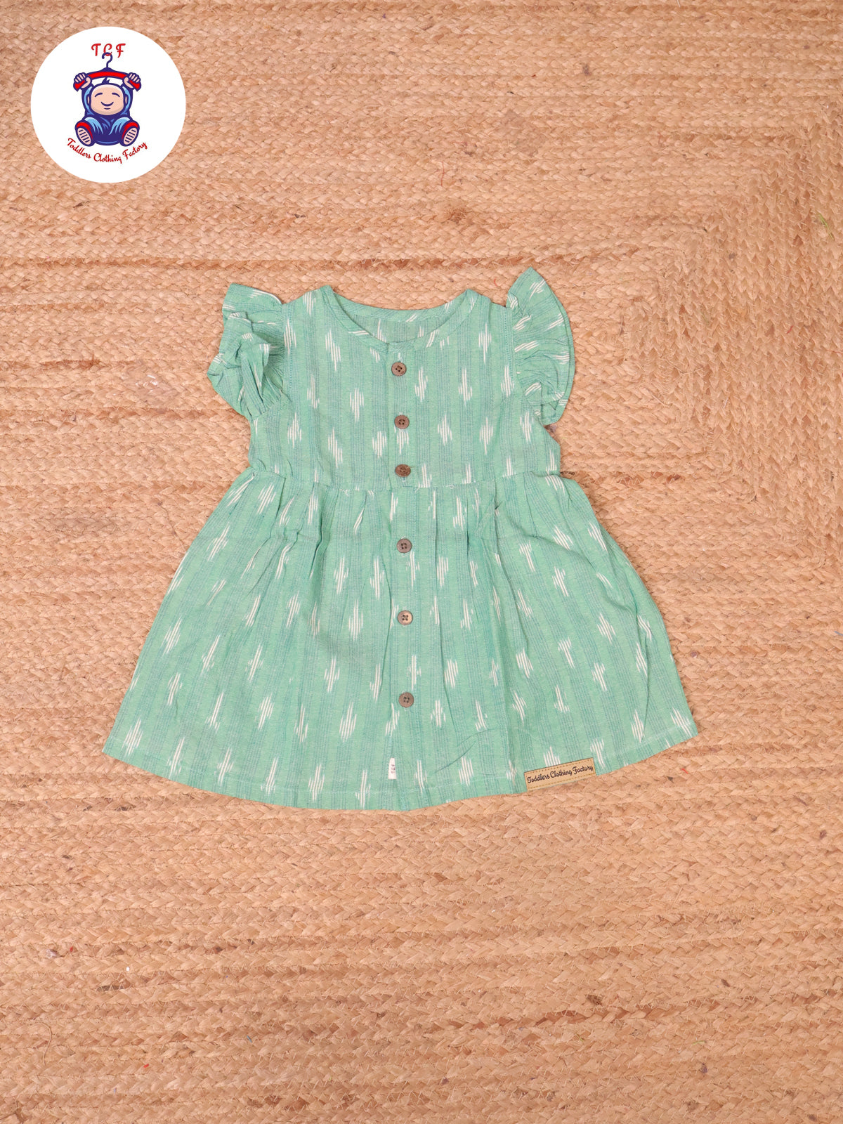 Teal Green - Girls Readymade Ikat Frocks