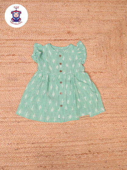 Teal Green - Girls Readymade Ikat Frocks