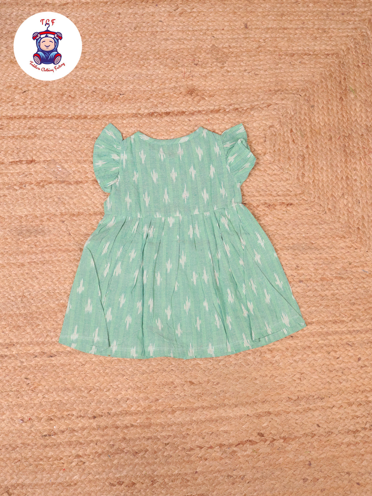 Teal Green - Girls Readymade Ikat Frocks