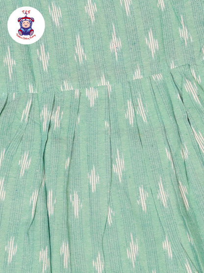 Teal Green - Girls Readymade Ikat Frocks