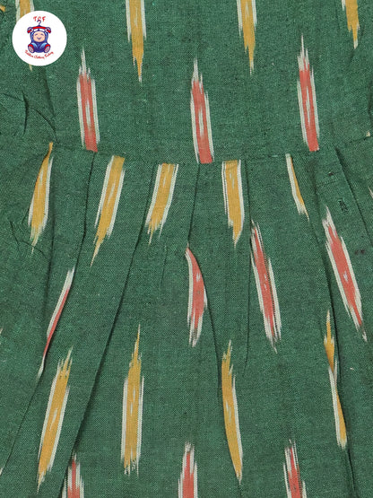 Dark Green - Girls Readymade Ikat Frocks