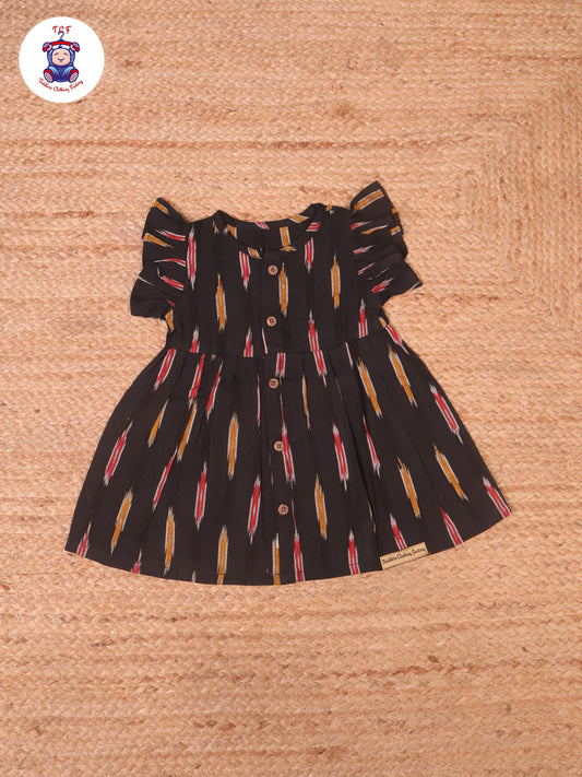 Black - Girls Readymade Ikat Frocks