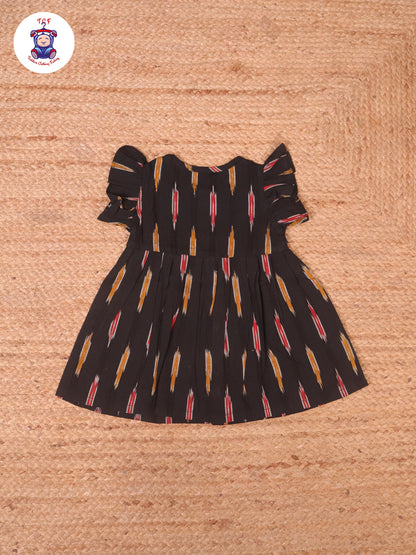 Black - Girls Readymade Ikat Frocks