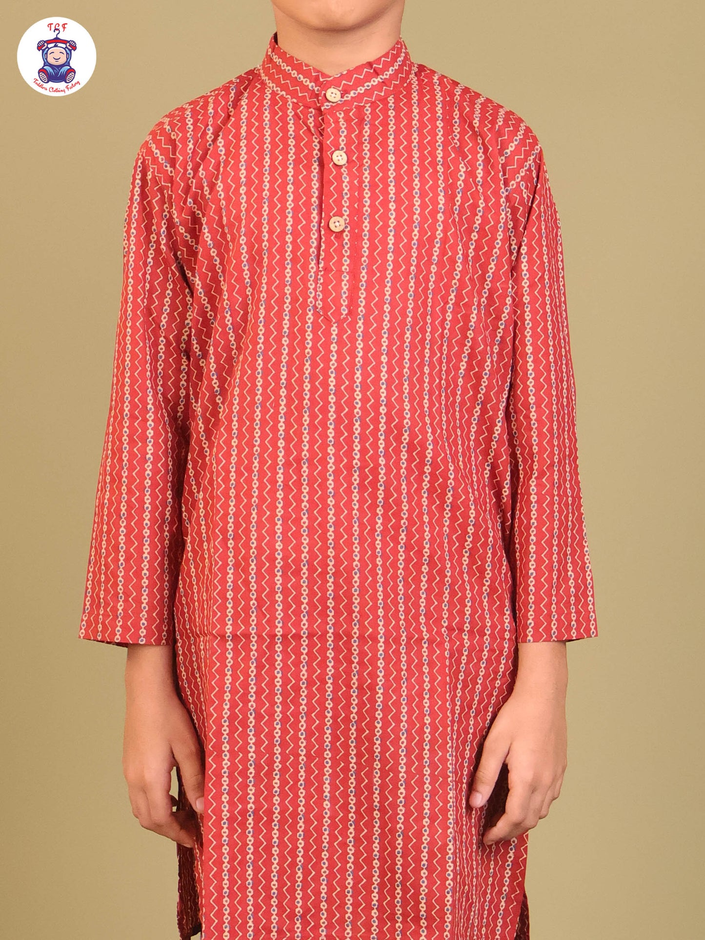 Maroon - Boys Printed Long Kurta