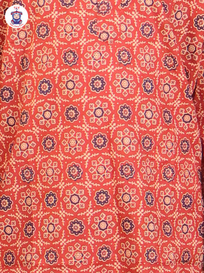Brown  - Boys Printed Long Kurta