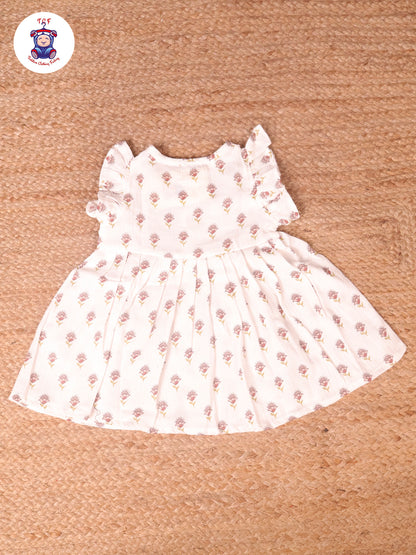 White Floral - Girls Muslin Frocks