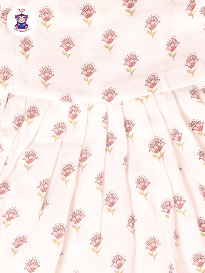 White Floral - Girls Muslin Frocks
