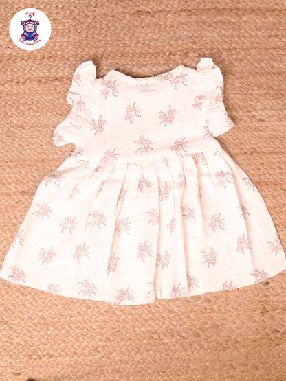 White Tulip Floral - Girls Muslin Frocks