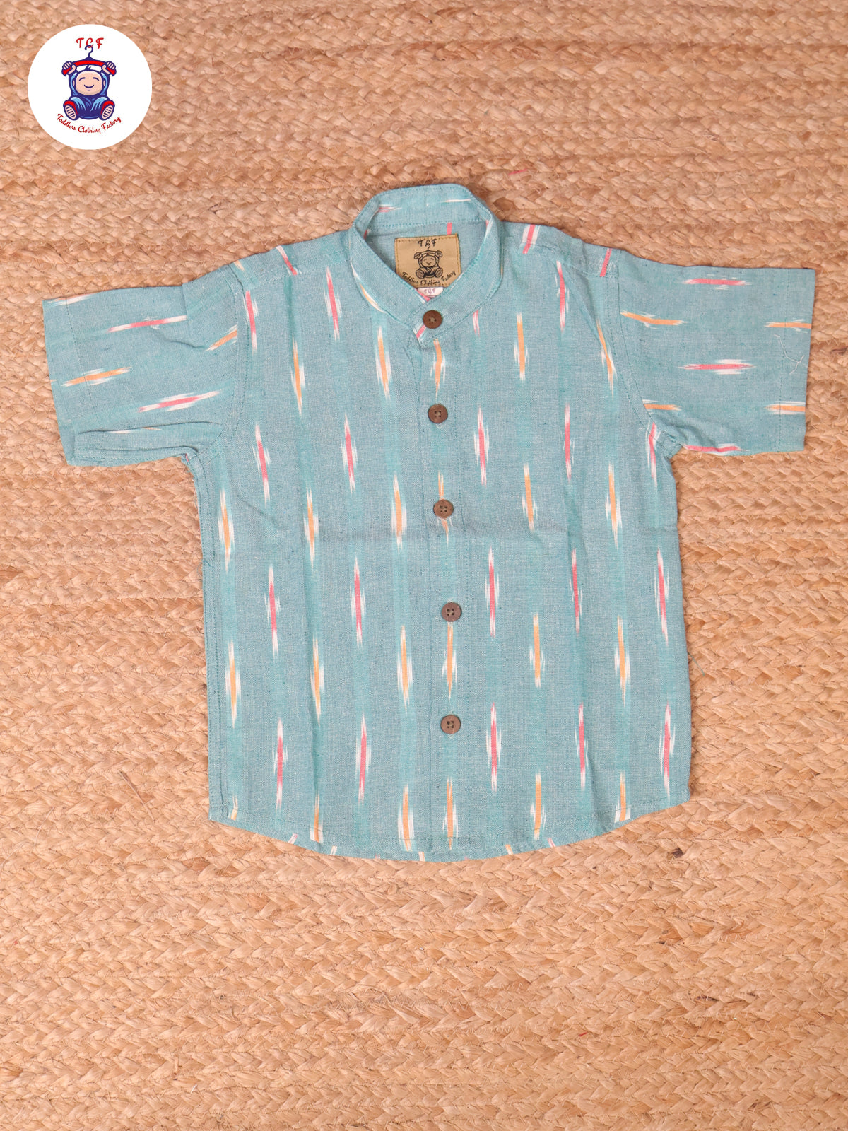 Turquoise Blue -  Boys Readymade Ikat Shirts
