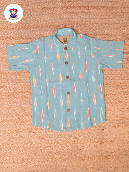Turquoise Blue -  Boys Readymade Ikat Shirts