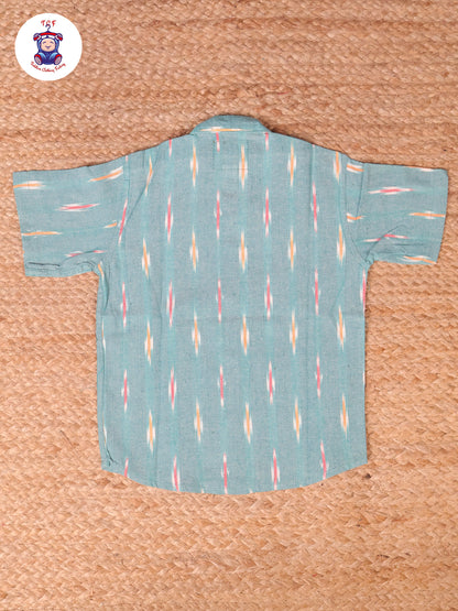 Turquoise Blue -  Boys Readymade Ikat Shirts