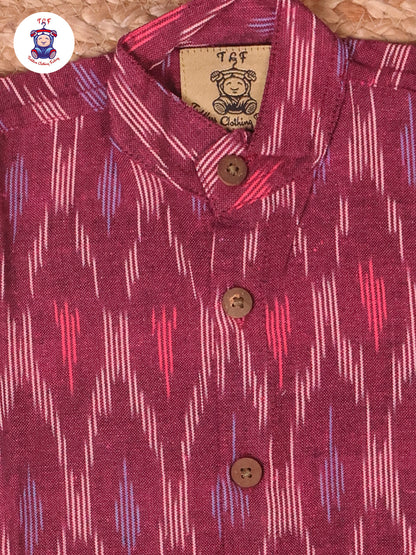 Maroon -  Boys Readymade Ikat Shirts