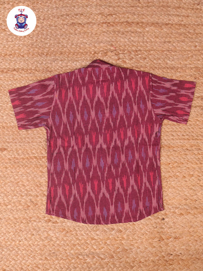 Maroon -  Boys Readymade Ikat Shirts