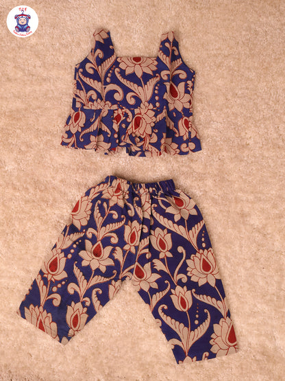 Navy Blue Floral Printed - Kalamkari Co-ords Sets