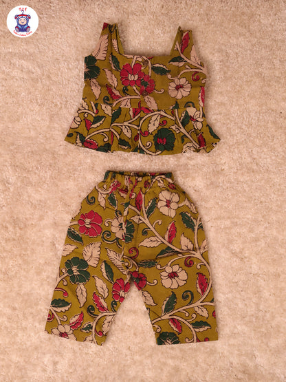 Light Green Floral Printed - Kalamkari Co-ords Sets