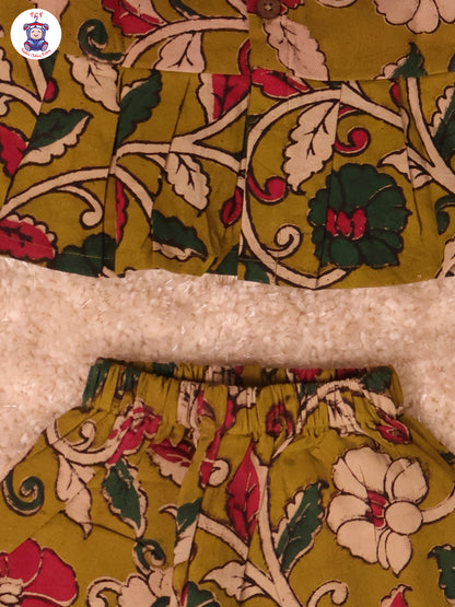 Light Green Floral Printed - Kalamkari Co-ords Sets