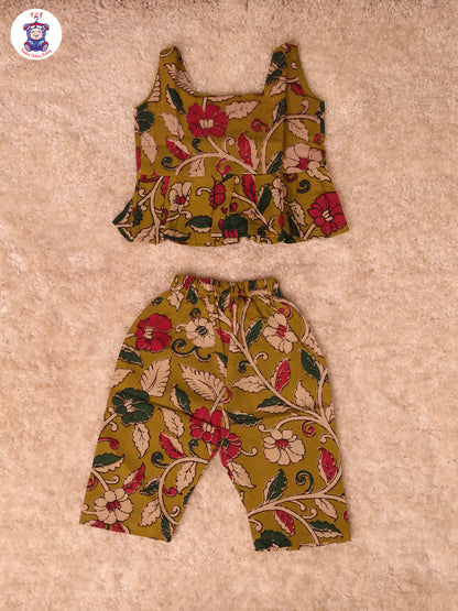 Light Green Floral Printed - Kalamkari Co-ords Sets