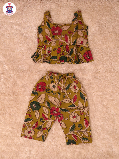 Light Green Floral Printed - Kalamkari Co-ords Sets