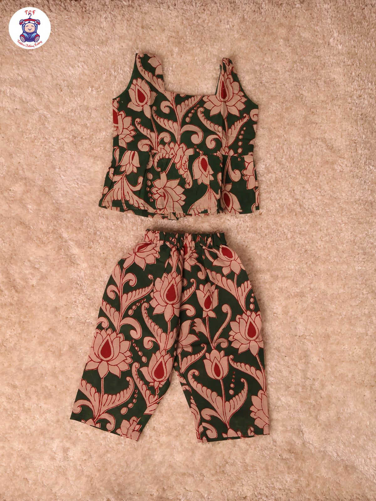 Bottle Green Floral Printed - Kalamkari Co-ords Sets