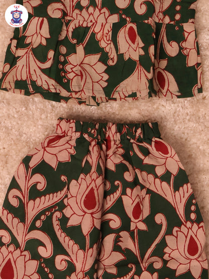 Bottle Green Floral Printed - Kalamkari Co-ords Sets