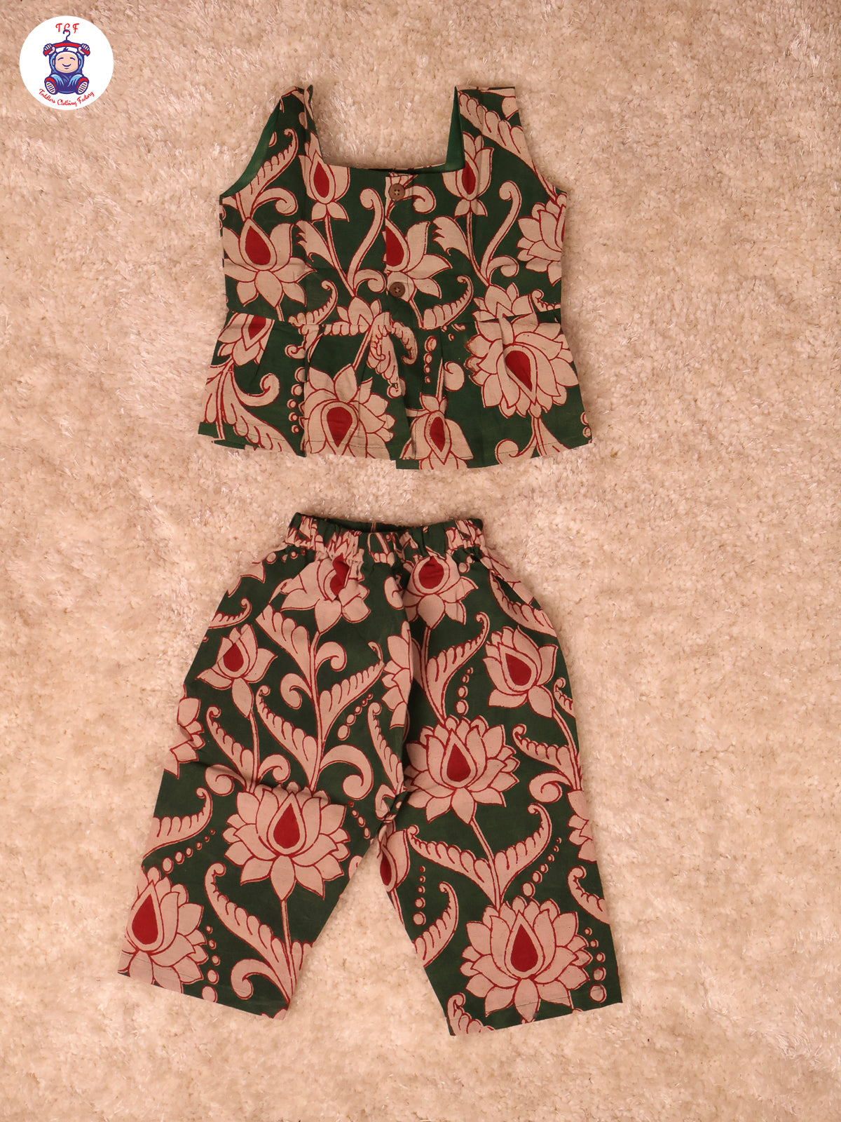 Bottle Green Floral Printed - Kalamkari Co-ords Sets